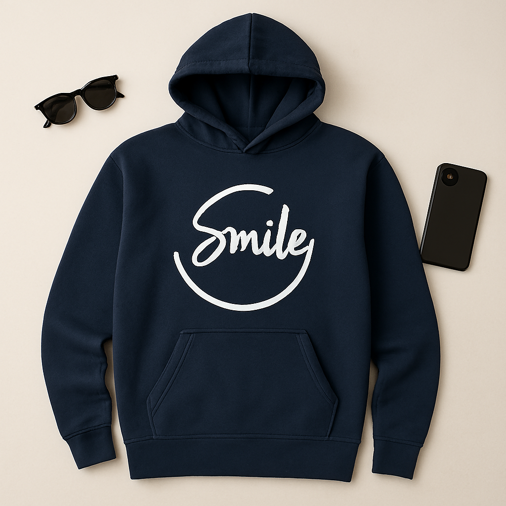 Navy Blue Smile Hoodie for Men | Premium Quality, Stylish &amp; Machine Washable