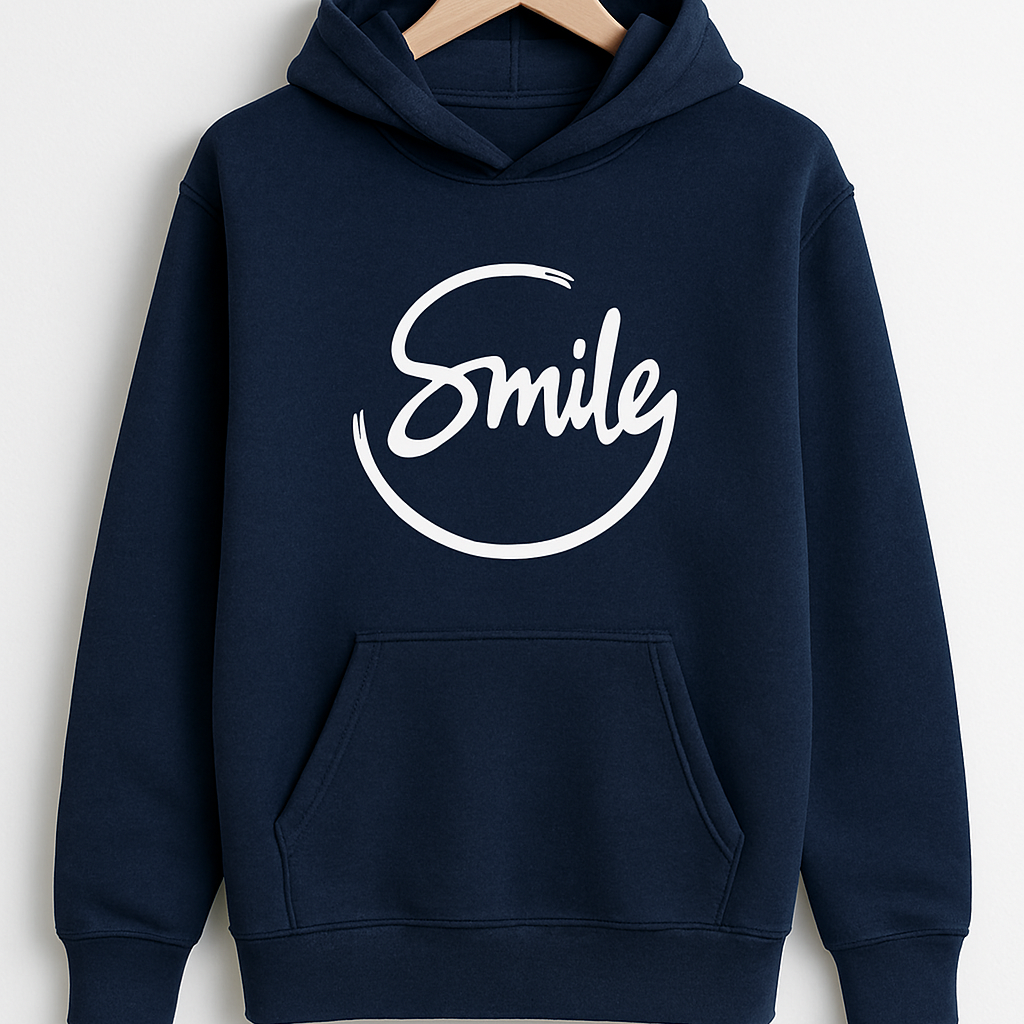 Navy Blue Smile Hoodie for Men | Premium Quality, Stylish &amp; Machine Washable