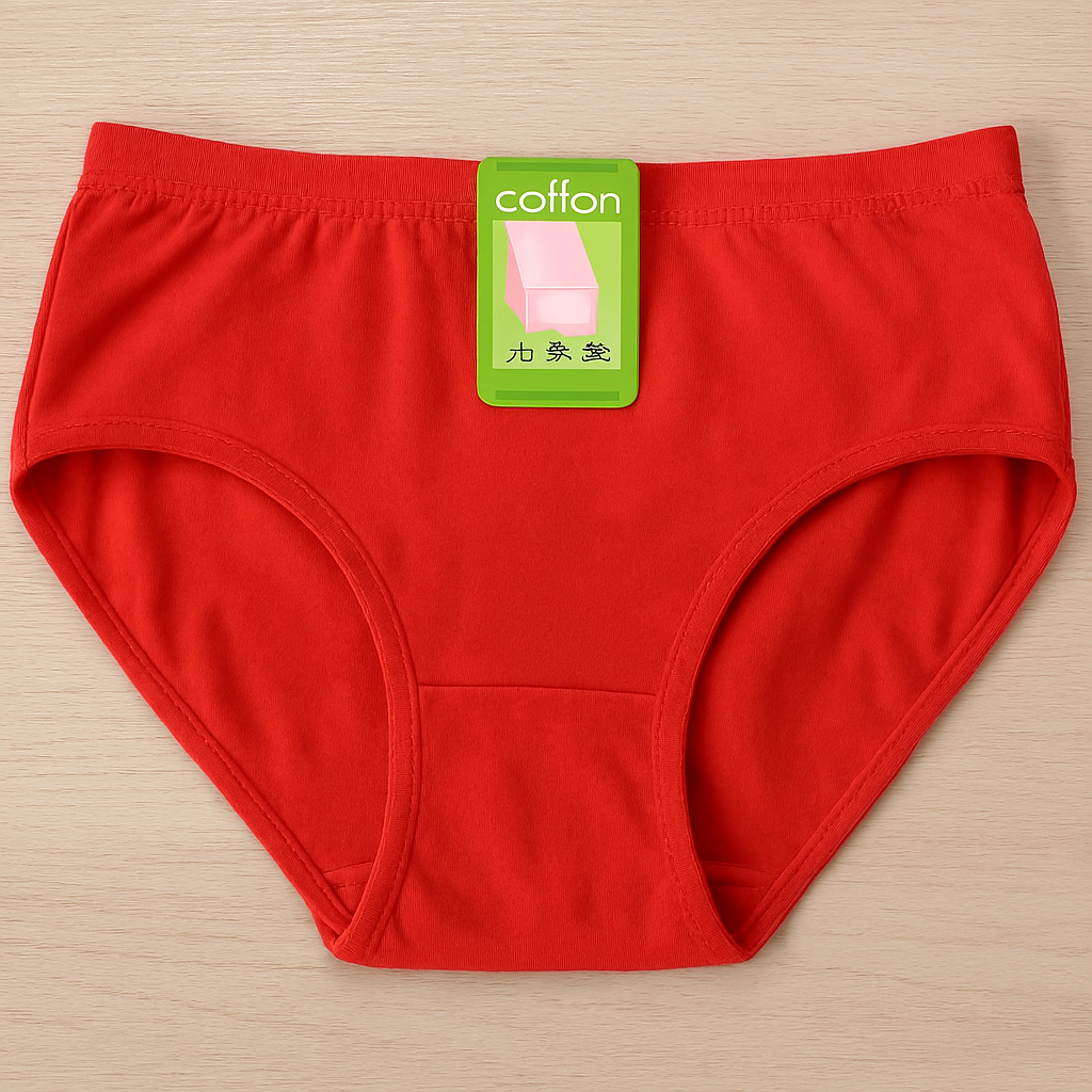Jersey Plain Panty for Women – Soft &amp; Comfortable Everyday Underwear, Lightweight and Breathable Lingerie in Red (1 Piece)