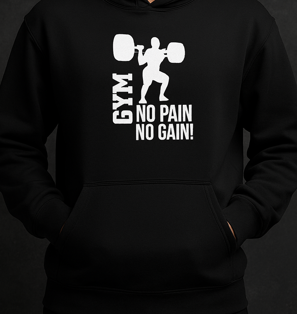 New Summer Collection Full Black Hoodie with GYM Print for Men and Boys – Comfortable, Stylish &amp; Casual Wear