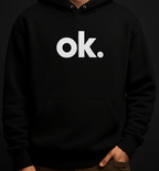 New Summer Collection Full Black Hoodie with OK Print for Men and Boys – Comfortable, Stylish &amp; Casual Wear