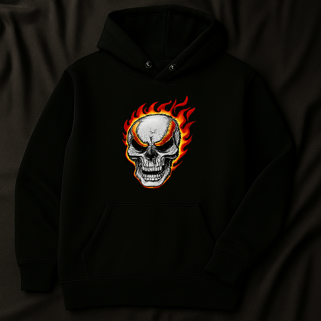 New Summer Collection Full Black Hoodie with Ghost Skull Print for Men and Boys – Comfortable, Trendy &amp; Casual Wear