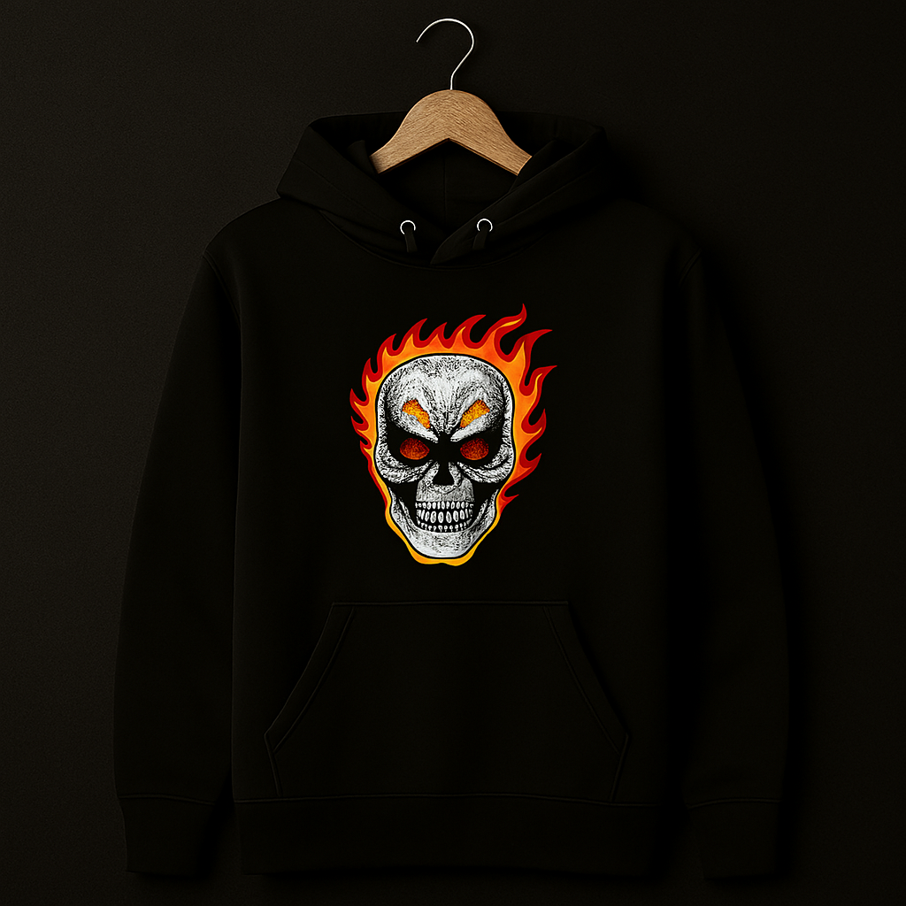 New Summer Collection Full Black Hoodie with Ghost Skull Print for Men and Boys – Comfortable, Trendy &amp; Casual Wear
