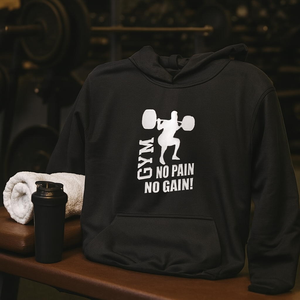 New Summer Collection Full Black Hoodie with GYM Print for Men and Boys – Comfortable, Stylish &amp; Casual Wear
