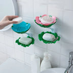 Double Wall Hanging Drain Soap Box Multifunctional Lotus Flower Shaped Soap Holder Bathroom Rack Household Non-slip Storage Hook (Random colors)
