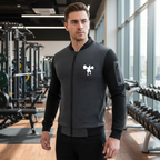 New Winter Collection Charcoal Grey Gym Printed Zipper Jacket for Men &amp; Boys – French Fleece, Premium Quality, Stylish &amp; Comfortable Winter Wear