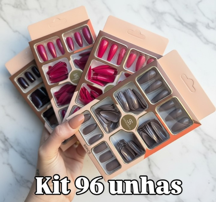 96 Pcs Fake Nails Set – Nude, Red &amp; Multicolor ABS Plastic Nail Tips, Durable &amp; Easy-to-Apply, Smooth Finish for DIY Nail Art &amp; Professional Manicure
