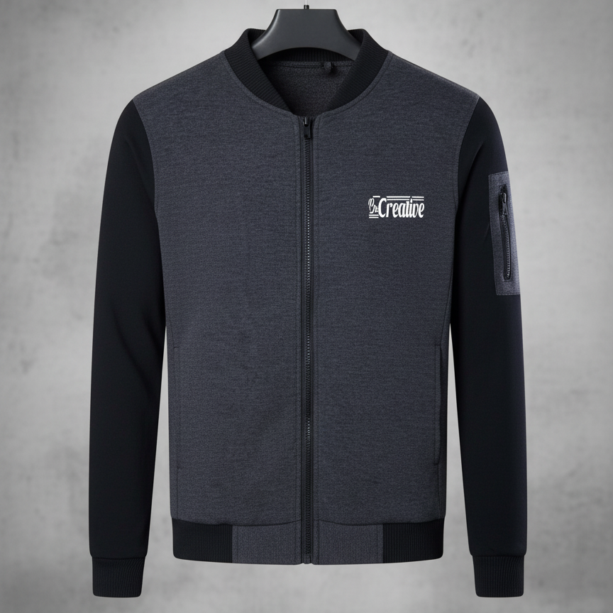 New Winter Collection Charcoal Grey “Be Creative” Printed Zipper Jacket for Men &amp; Boys – French Fleece, Premium Quality, Stylish &amp; Comfortable Winter Wear