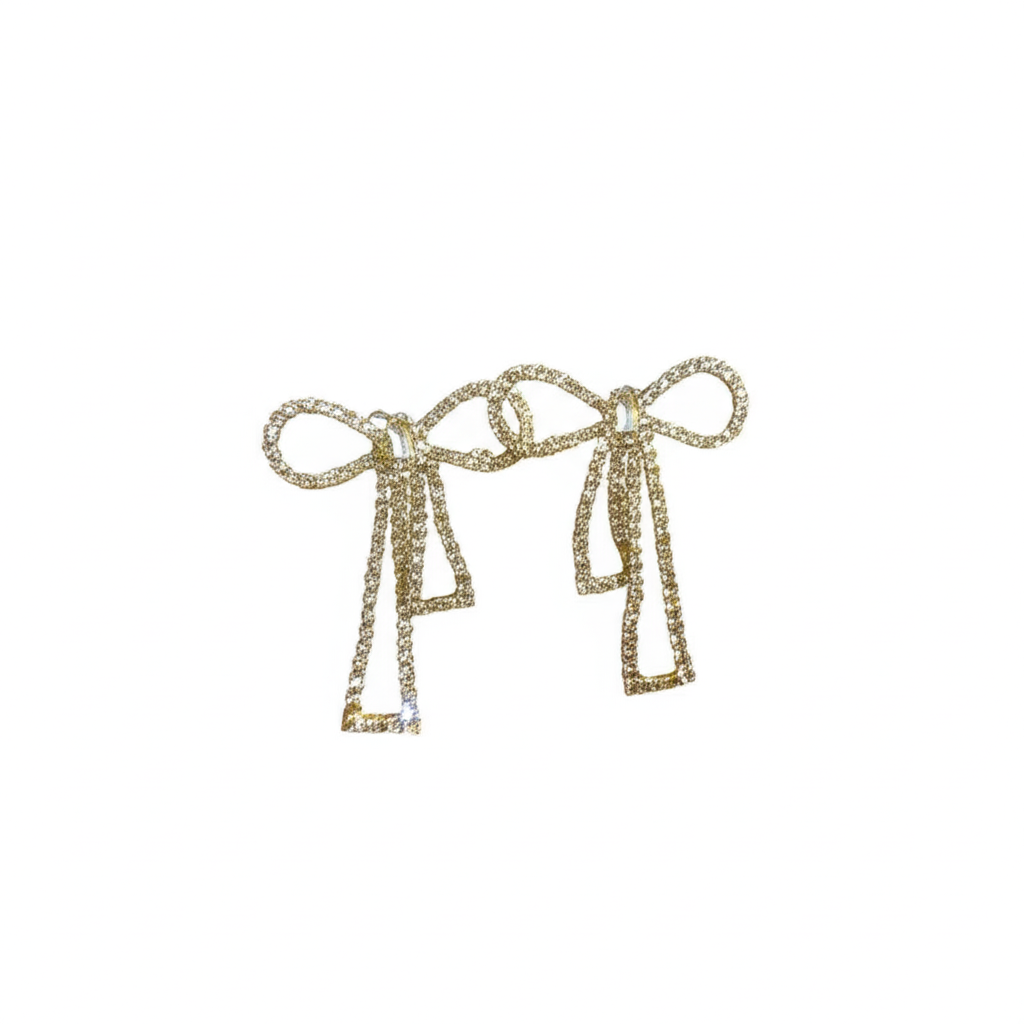 PQT-985 Touch Of Glamour To Your Look With These Bow Shape Zircon Korean Earrings – Color Golden