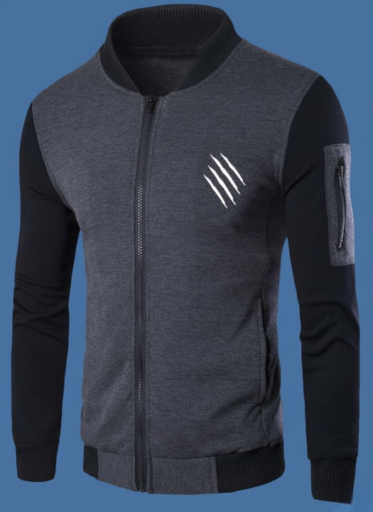 New Winter Collection Charcoal Grey Printed Zipper Jacket for Men &amp; Boys – Premium French Fleece, Smart Fit, Stylish &amp; Comfortable Winter Wear