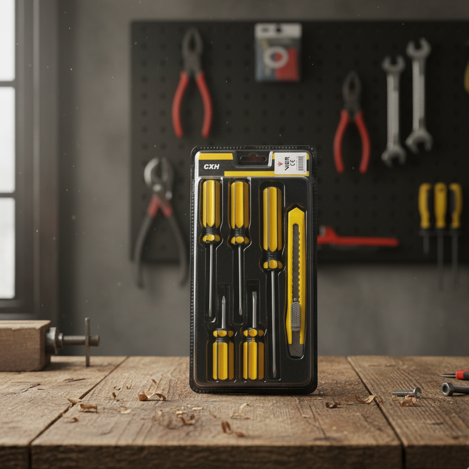 Set of 5 Screwdrivers &amp; 1 Cutter – High Quality Hand Tool Kit with 2 Straight, 3 Cross Screwdrivers &amp; Sharp Cutter for Household and DIY Use