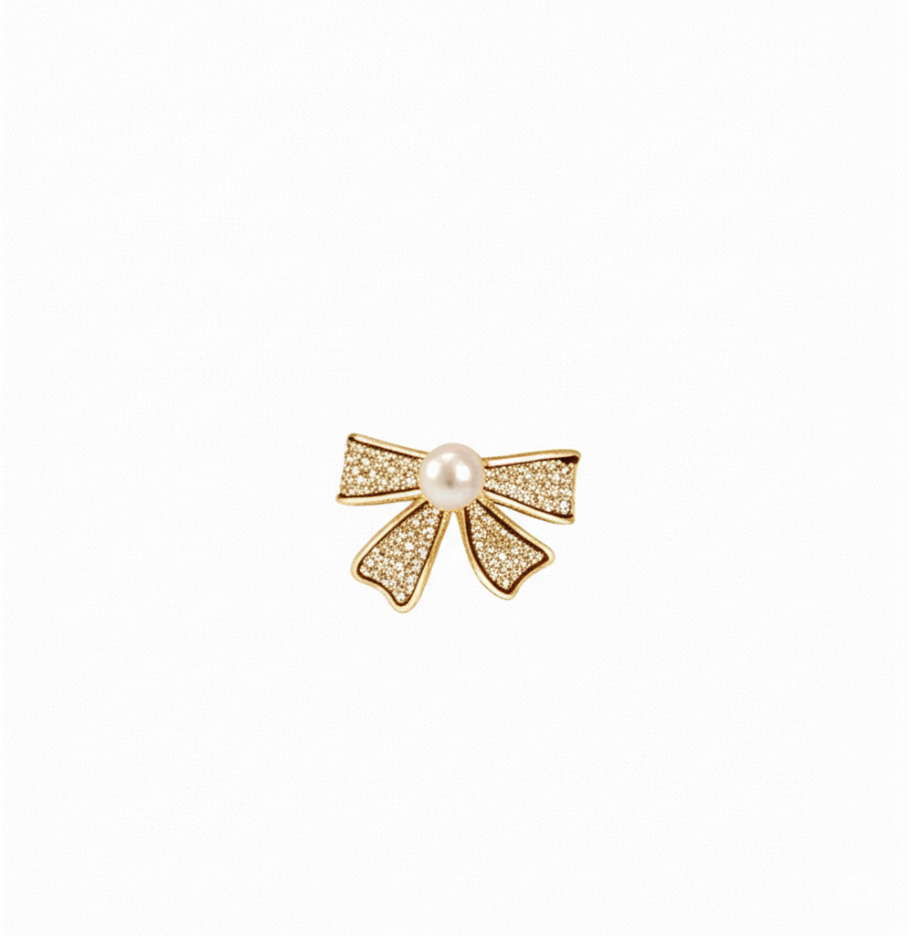 PJT-995 Bow Shape Zircon Pearl Earrings for Women – Korean Style Jewelry with Sparkling Zircon &amp; Classic Pearl Center | Available in Golden &amp; Silver | Perfect Gift for Parties, Weddings &amp; Everyday Fashion