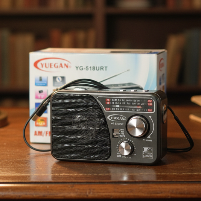 YUEGAN YG-518URT 3-Band Portable Radio with USB/TF MP3 Player, Aux Input, Flashlight &amp; Rechargeable Battery – AM/FM/SW