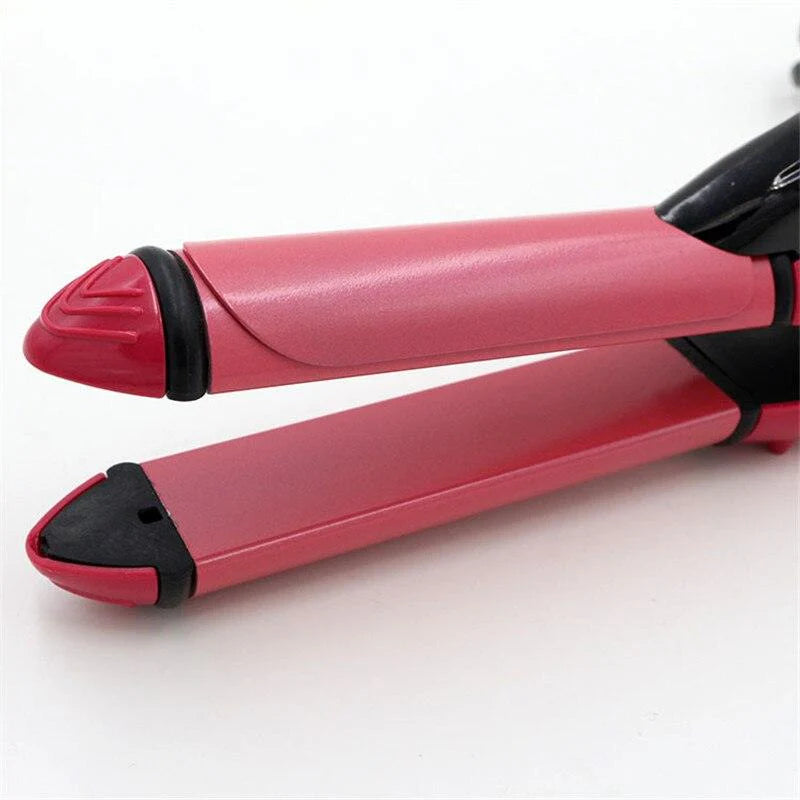 2-in-1 Nova Hair Straightener and Curler – Dual-Use Styling Tool with Quick Heat-Up Technology, Ceramic Plates for Smooth Straightening &amp; Effortless Curls Model-NH-2009 – Portable, Lightweight, Ideal for Home or Travel Use