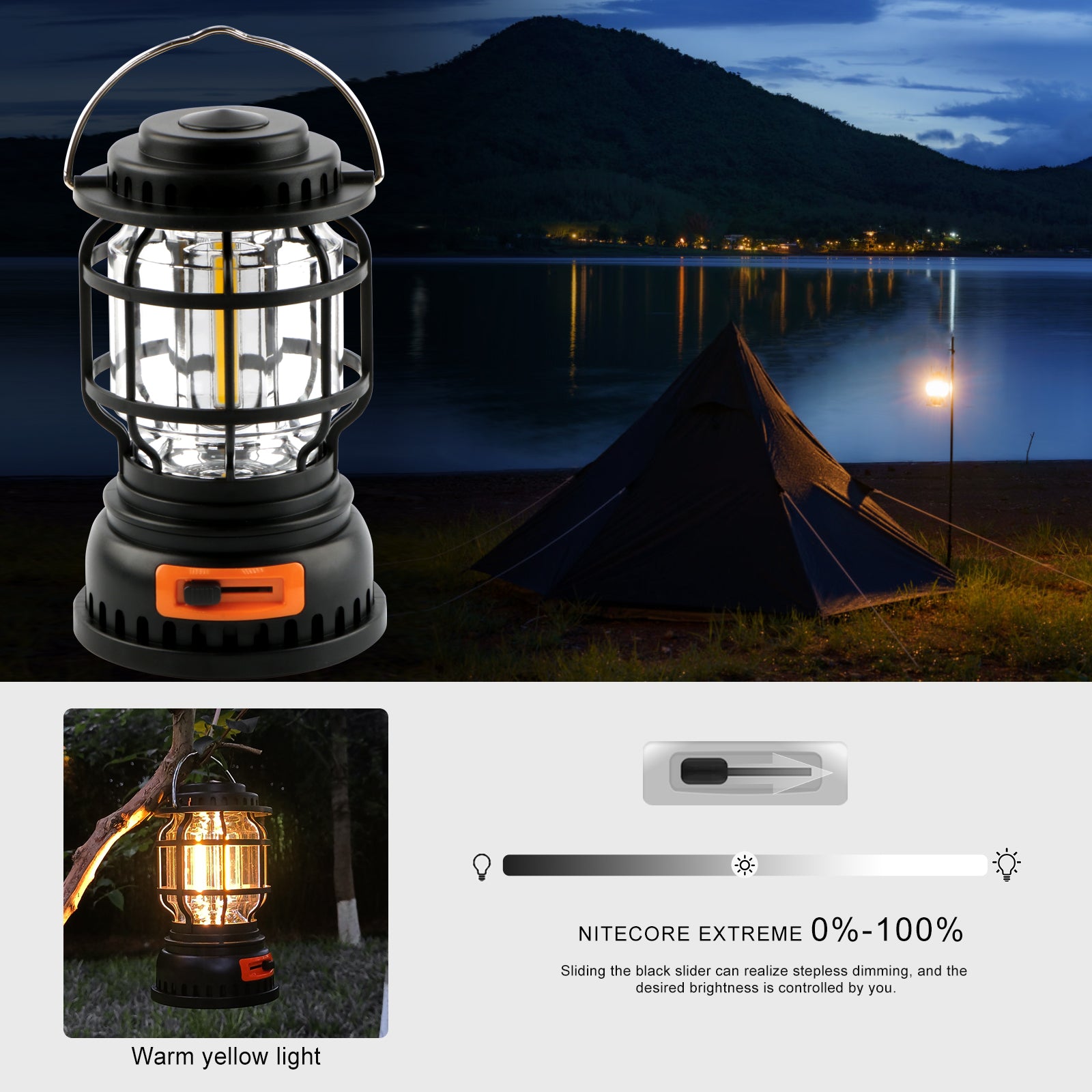 Handle LED Camping Lantern Rechargeable Tent lamp solar powered camping lamp for outdoor(random color)