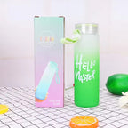 Frosted Glass Water Bottle With Hello Master Decal Logo - 400ml  (Random color)