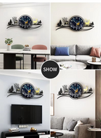 forest figure Deer  3d wood Wall clock blue jungle with light  Fancy Clocks for Bedroom and Drawing Room(with light)