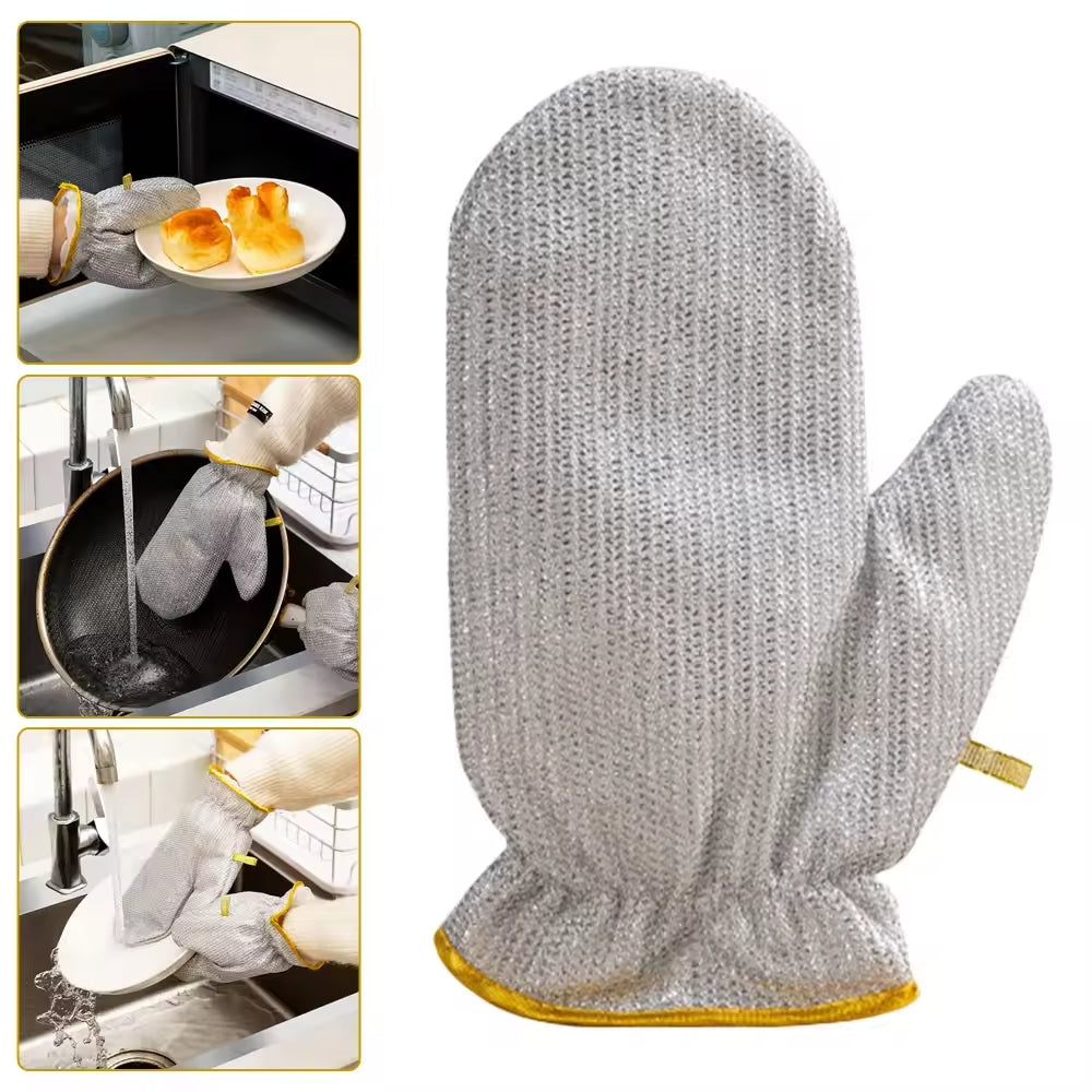 (1pcs) Wire Dishwashing Gloves | Dishwashing Rags For Wet And Dry Non-scratch Wire Dish Cloths For Washing Dishes, Kitchen (random color)