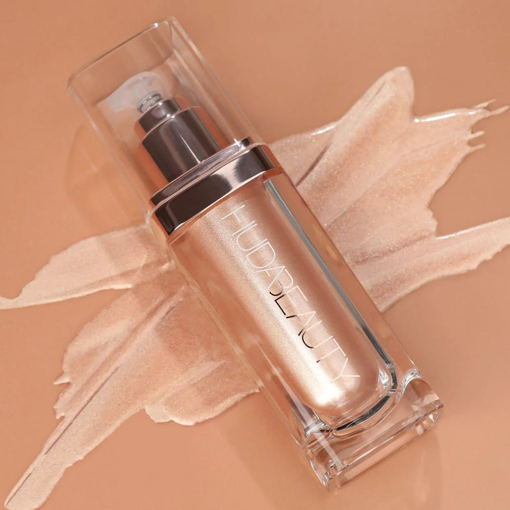 Huda Beauty N.Y.M.P.H. All Over Body Highlighter – Liquid Illuminator for Face, Body &amp; Legs – Water-Based, Long-Lasting Glow – 35 ml