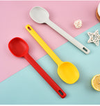 1 Piece Serving Spoon Long Handle Silicone Stirring Spoon High Temperature Resistant Anti-scald Soup Spoon Large Size Seasoning Spoon Ice Cream Serving Spoon - Long Handle Silicone Stirring Spoon ( Random Color )