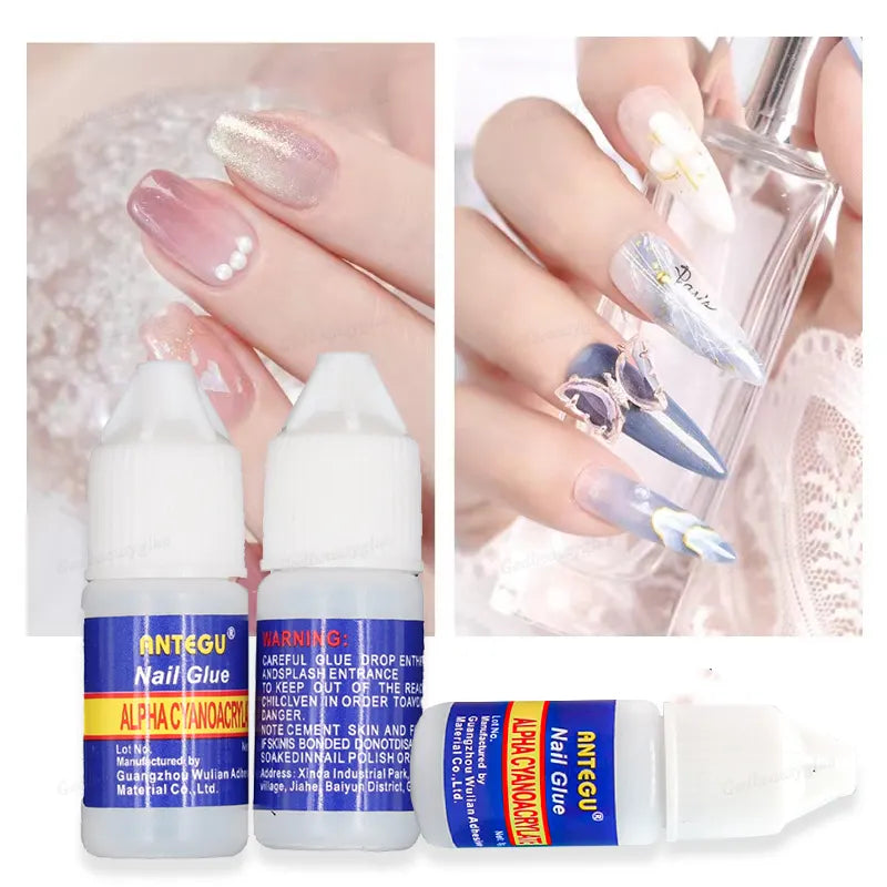 Pack of 5 – Strong Nail Glue for Nail Art, Decorations &amp; Artificial Nails – Quick-Drying Adhesive for Press-Ons, Nail Tips, Rhinestones &amp; DIY Manicure
