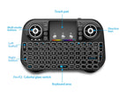 I10 Mini Wireless + Bluetooth 7 Color Backlit Light 2.4Ghz Air Mouse With Touchpad