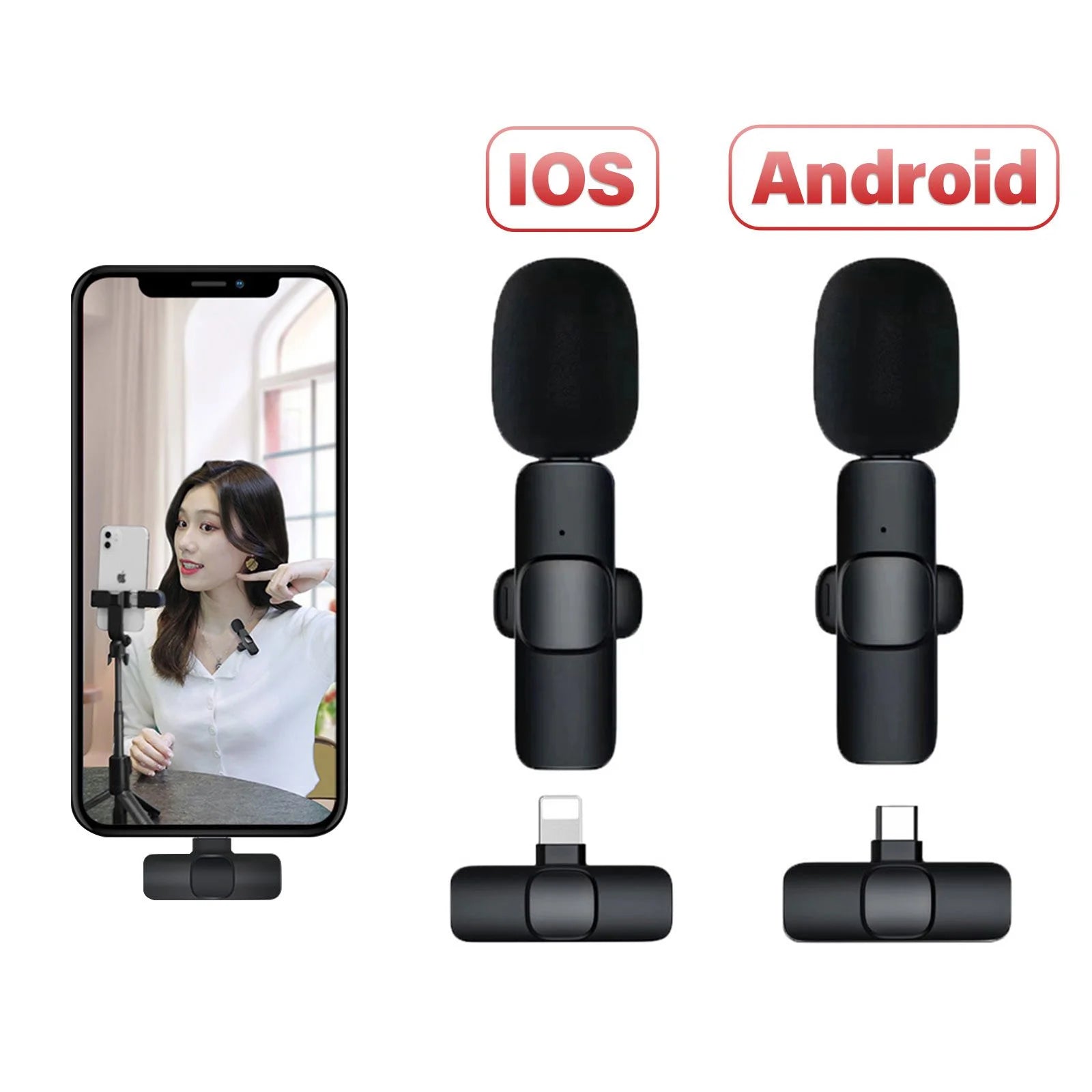 k11 Type-C Wireless Microphone K8 Collar Mic for Type C - Noise Cancellation Reduction Wireless Mic for Phone for Mobile Phone Camera,