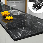 Self-Adhesive Kitchen Black Marble Sheet- Waterproof Heat Resistant Sheet for Living Room, Bathroom, Kitchen Countertops Black Sheet - 02 Meter