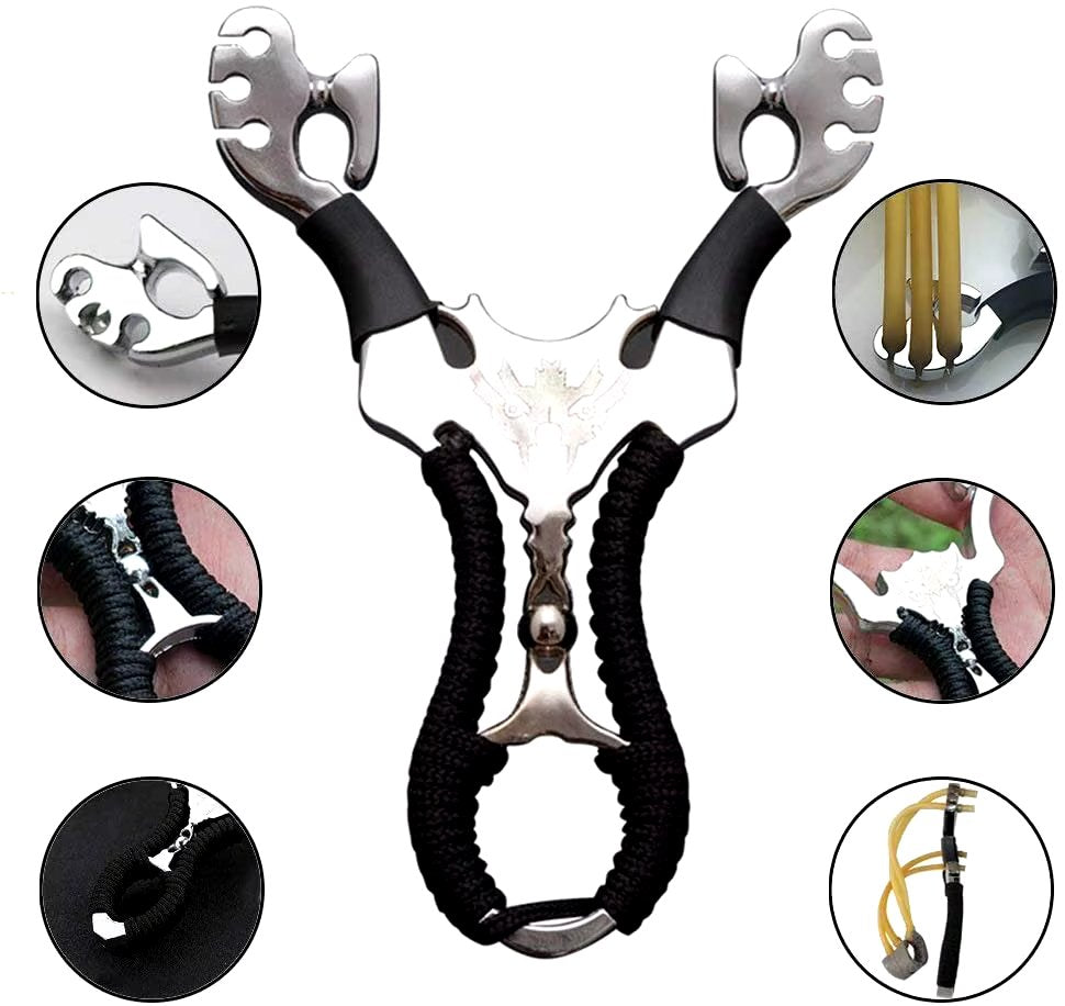 The Ultimate Slingshot Lot Imported Full Stainless Steel Body Laser Slingshot with Flat Rubber Band (Random design)