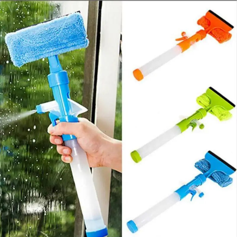 3 in 1 Fiber Wiper Sprayer  Wash, Wipe and Soak | Window Squeegee Kit, Cleaning Tool with Detachable Microfiber Cloth Rubber Scraper &amp; Sprayer, Portable Window Cleaner Combo for Car, (Random color)