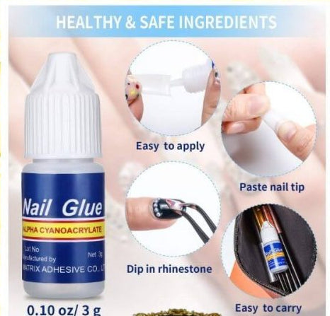 Pack of 5 – Strong Nail Glue for Nail Art, Decorations &amp; Artificial Nails – Quick-Drying Adhesive for Press-Ons, Nail Tips, Rhinestones &amp; DIY Manicure