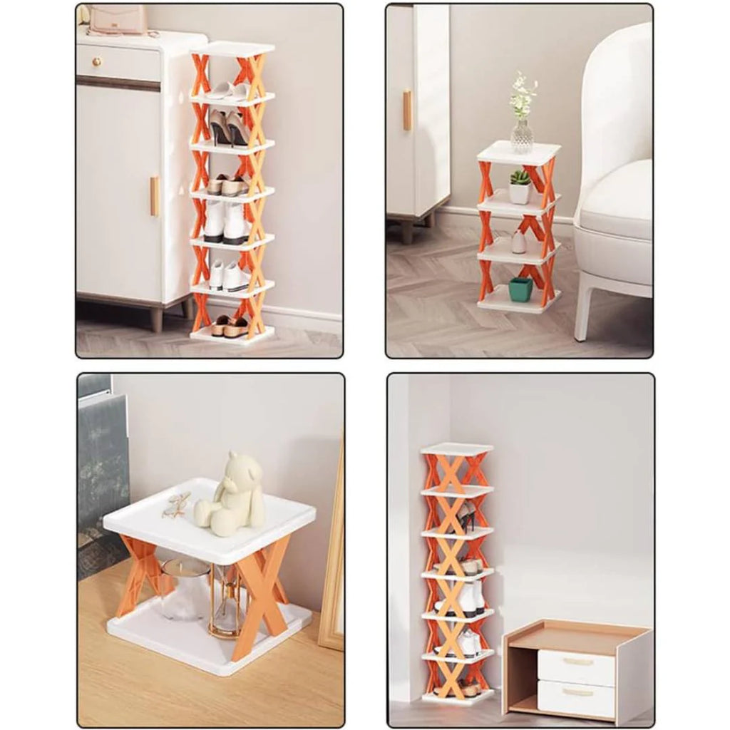 New Arrival Stackable Shoe Rack – Multi-layer Plastic Shoe Organizer for Entryway | Space-Saving Storage Cabinet (4, 5, 6 Layers)