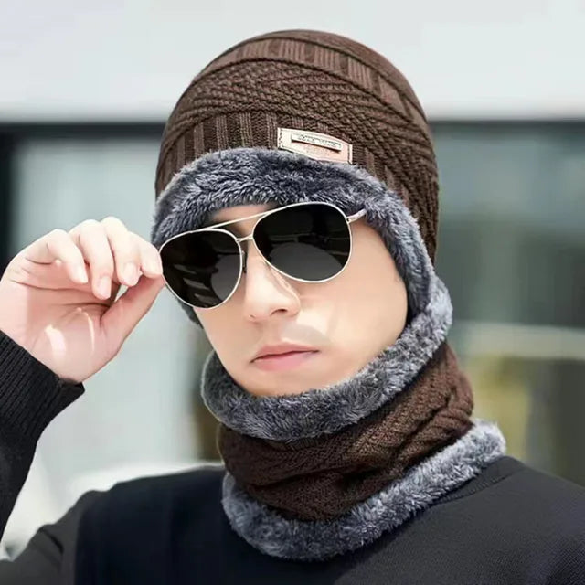 Head &amp; Neck Cap Beanies Combo - woolen winter beanie cap with neck warmer muffler for men and women