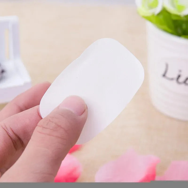 Pack of 10 Travel Soap Outdoor Portable Mini Paper Soap Paper Washing Hand Bath (Random Color)