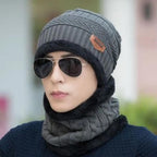 Head &amp; Neck Cap Beanies Combo - woolen winter beanie cap with neck warmer muffler for men and women