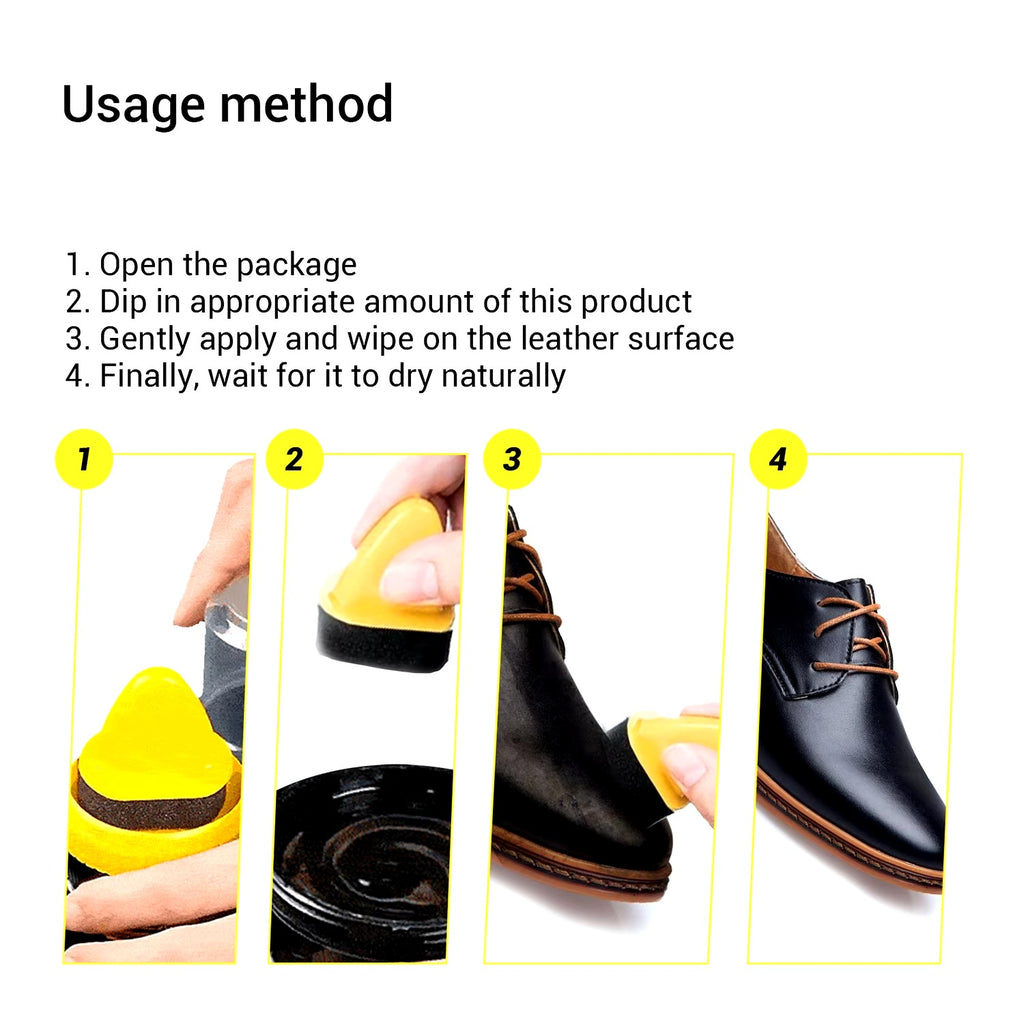 Black Leather Shoe Polish Cream with Sponge