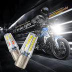 Pack of 2 – Headlight &amp; Backlight Bulb | Yellow/White Beam + Red/Blue Flasher | Universal for All Bikes