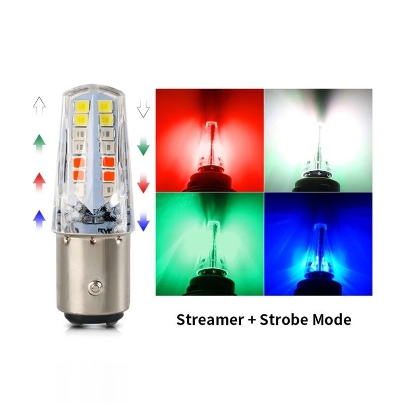 Pack of 2 – Headlight &amp; Backlight Bulb | Yellow/White Beam + Red/Blue Flasher | Universal for All Bikes