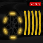 (20pcs) Wheel center reflective stickers Stripe | wheel hub sticker for Car, bicycle, motorcycle | car warning sticker (Random colors)