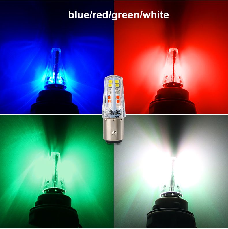Pack of 2 – Headlight &amp; Backlight Bulb | Yellow/White Beam + Red/Blue Flasher | Universal for All Bikes