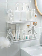 Multifunctional Self Adhesive Creative Character Shelves Bathroom Wall Mounted Shelf | Storage Rack for Bathroom, Kitchen &amp; Room - 1 Pc (White)