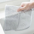 Combo Deal Disposable Food Cover Plastic Wrap 100 Pcs + 2 Pcs Dishwashing Rug | Reusable elastic food storage covers &amp; Metal Wire Dish Washing Rugs For Kitchen