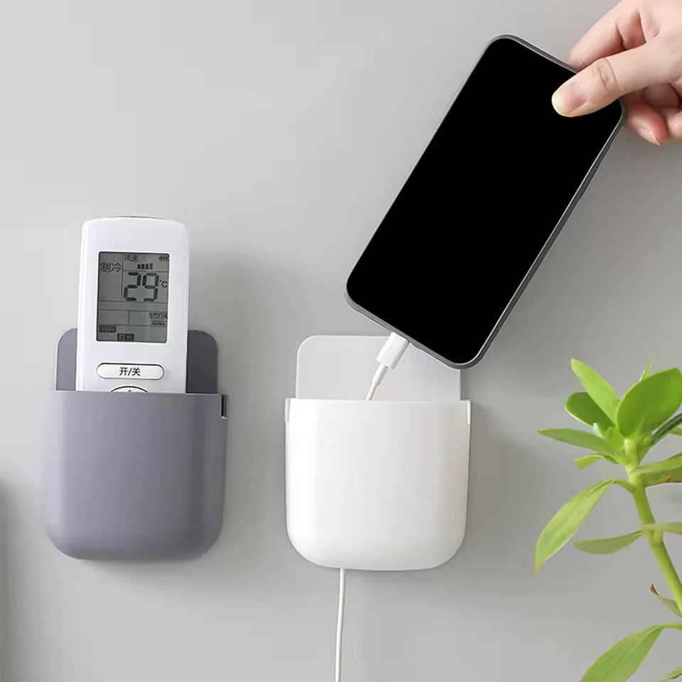 1 Pcs U Shape Wall Mounted Mobile And Remote Holder | Wall Mounted Storage Case for Remote, Toothbrush, Mobile Phone Plug Holder | Multifunctional Storage Holder (random color)
