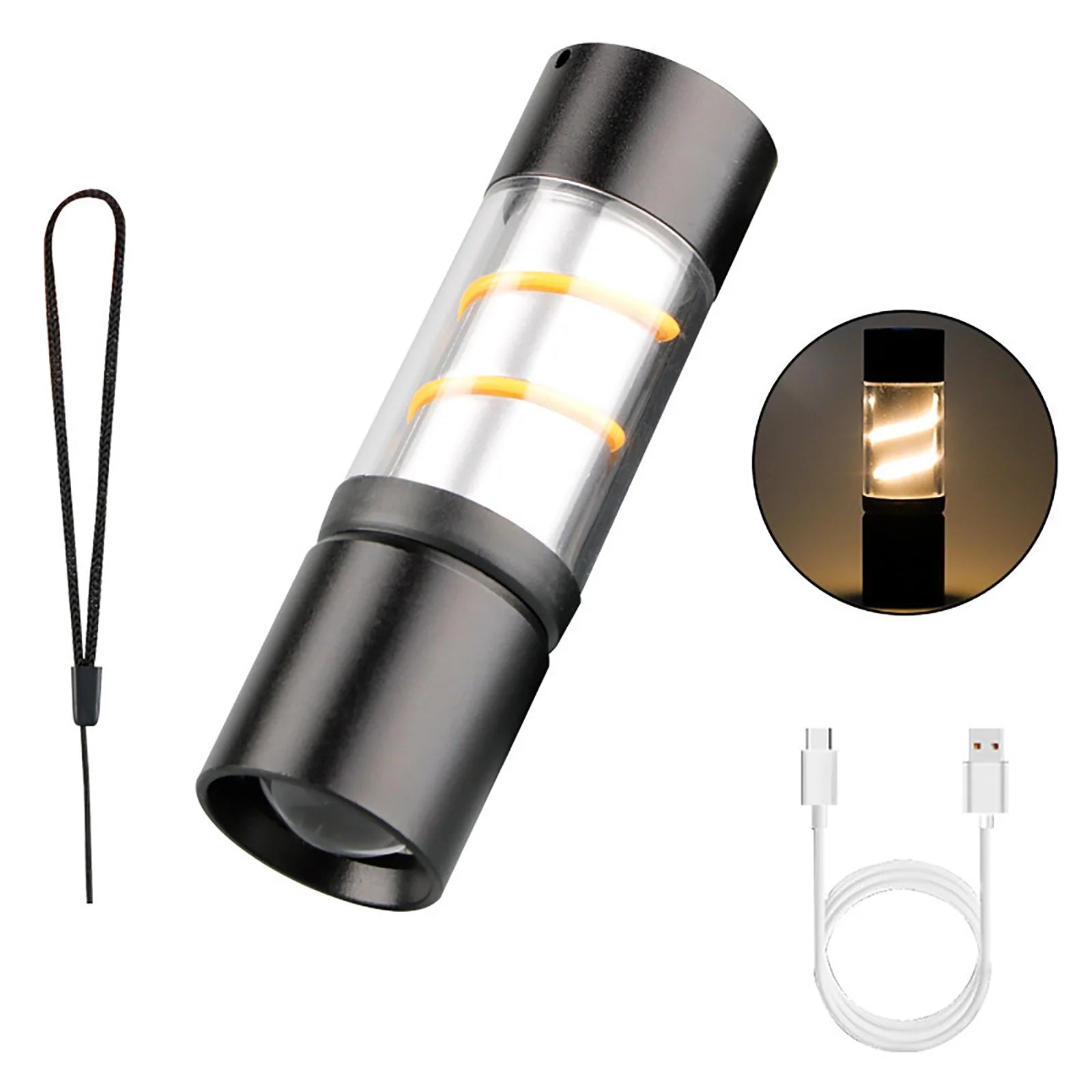 Stainless Steel LED Mini Usb Torch, Mini Pocket Flashlight - White