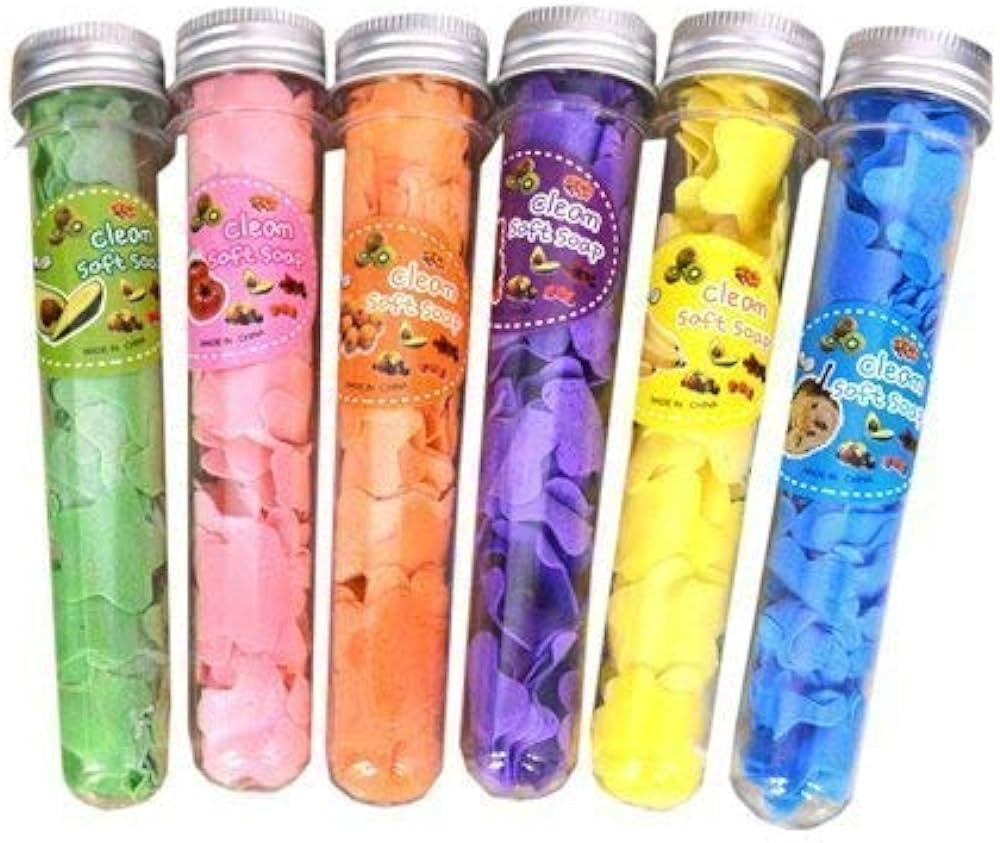 200 PCS Disposable Paper Soap with Portable Tube Bottle – Multi-Color Travel Soap Sheets for Hand Washing, Camping, and Outdoor Use