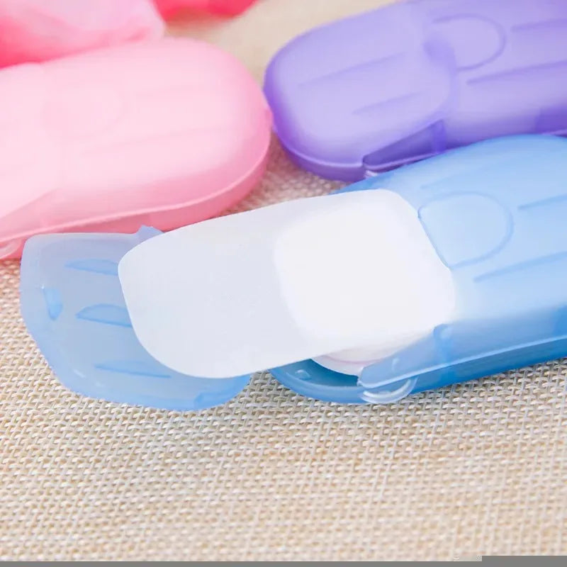 Pack of 10 Travel Soap Outdoor Portable Mini Paper Soap Paper Washing Hand Bath (Random Color)