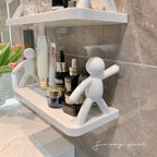 Multifunctional Self Adhesive Creative Character Shelves Bathroom Wall Mounted Shelf | Storage Rack for Bathroom, Kitchen &amp; Room - 1 Pc (White)