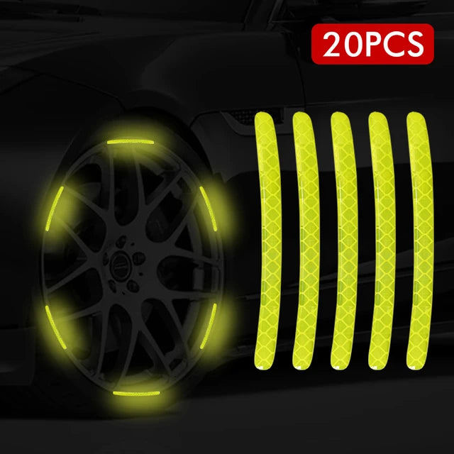 (20pcs) Wheel center reflective stickers Stripe | wheel hub sticker for Car, bicycle, motorcycle | car warning sticker (Random colors)