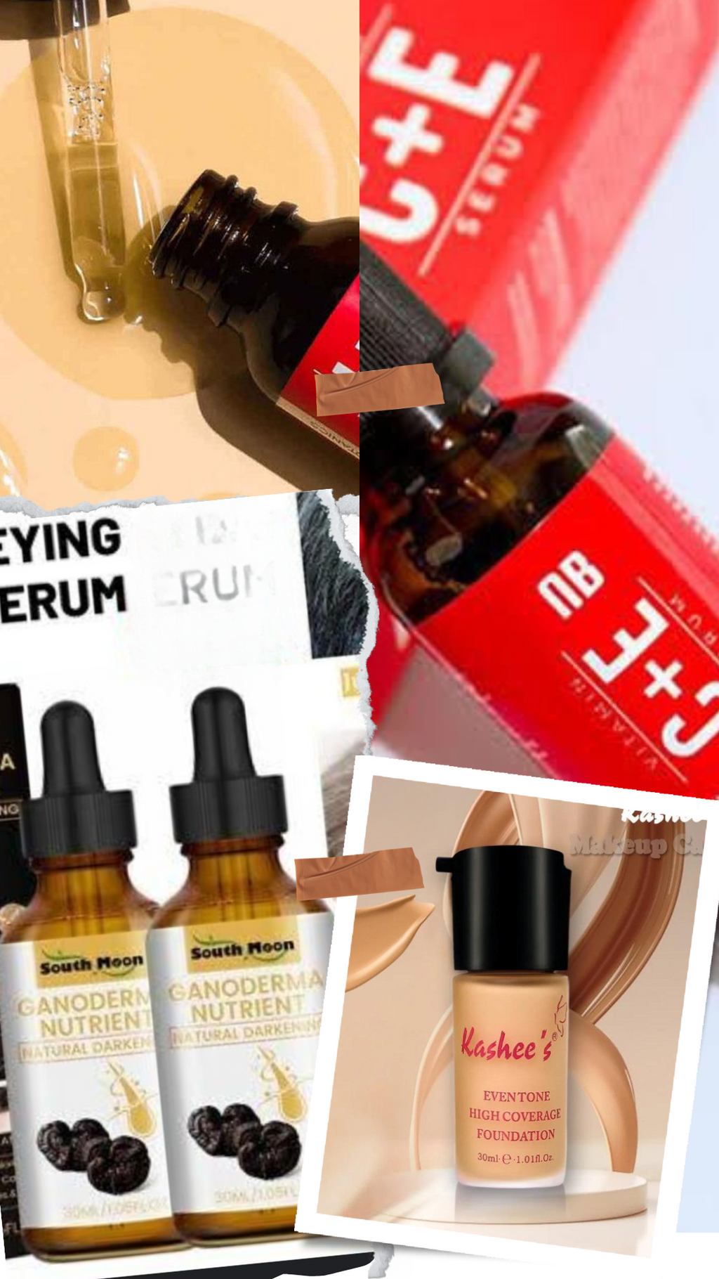 pack of 3 Vitamin C &amp; E Serum +Darkening Serum +Kashees Foundation