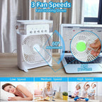 Portable Air Conditioner Fan: USB Electric Fan with LED Night Light, Fine Mist Water, and Humidifier Function | Led Night Light Water Mist - 10inch (Random Color)